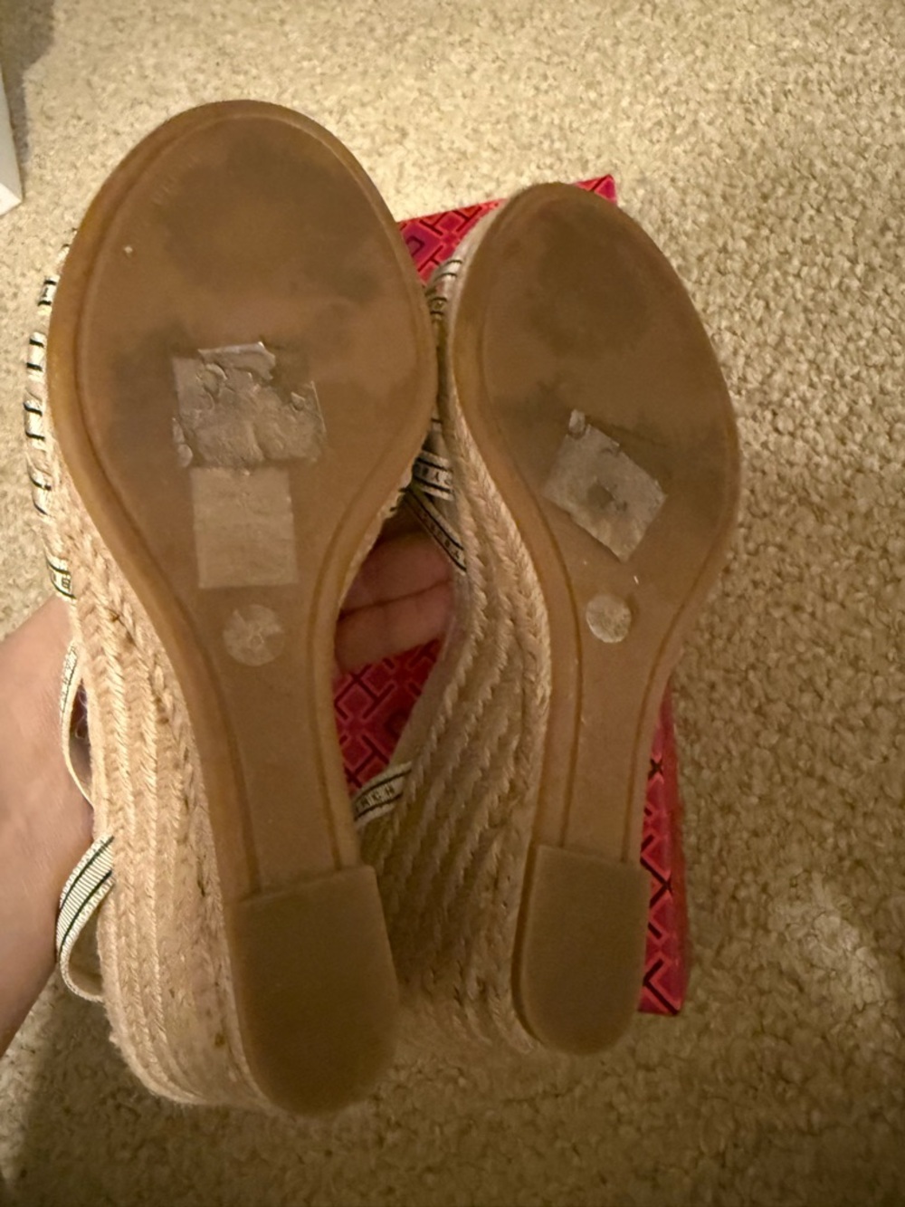Tory Burch Cream Espadrille Bow Wedge Sandals - Picture 9 of 10